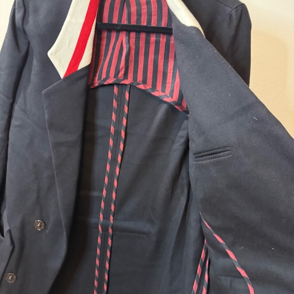 Emilio Renaldi Black Trench Coat with Red and White Details - Picture 16 of 16